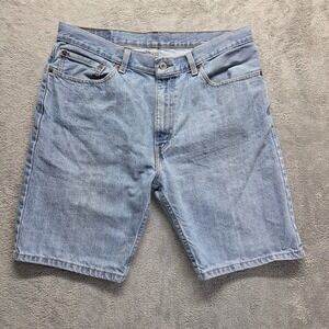 Levis 505 Shorts Mens 36 Regular Straight Dad Jorts Mid Rise Light Wash Denim